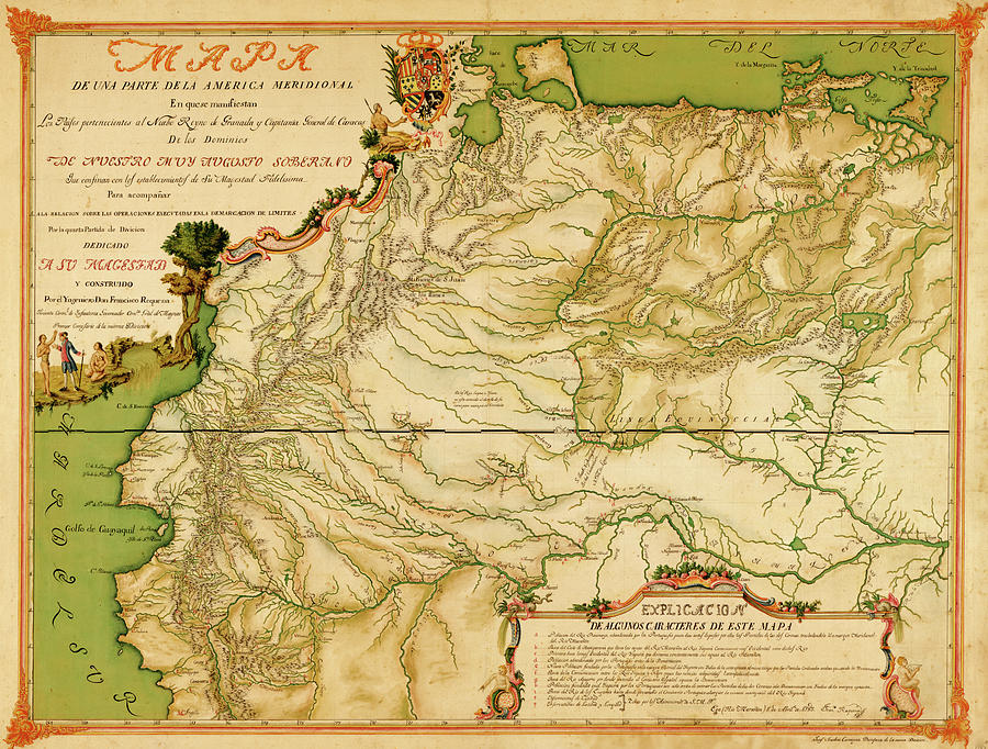 Map Drawing - Across the Equator 1783 by Vintage Maps