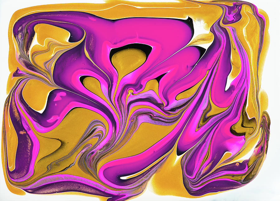 Acrylic Fluid Painting Pink and Gold Painting by Matthias Hauser