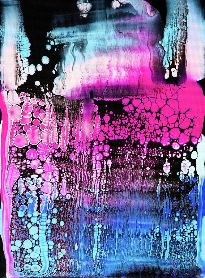 Acrylic Fluid Painting Swipe Pour blue and pink Painting by Matthias Hauser