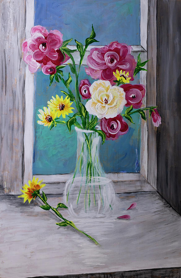 performer våben volatilitet Acrylic Painting of flowers in a vase Painting by Ronel BRODERICK - Pixels