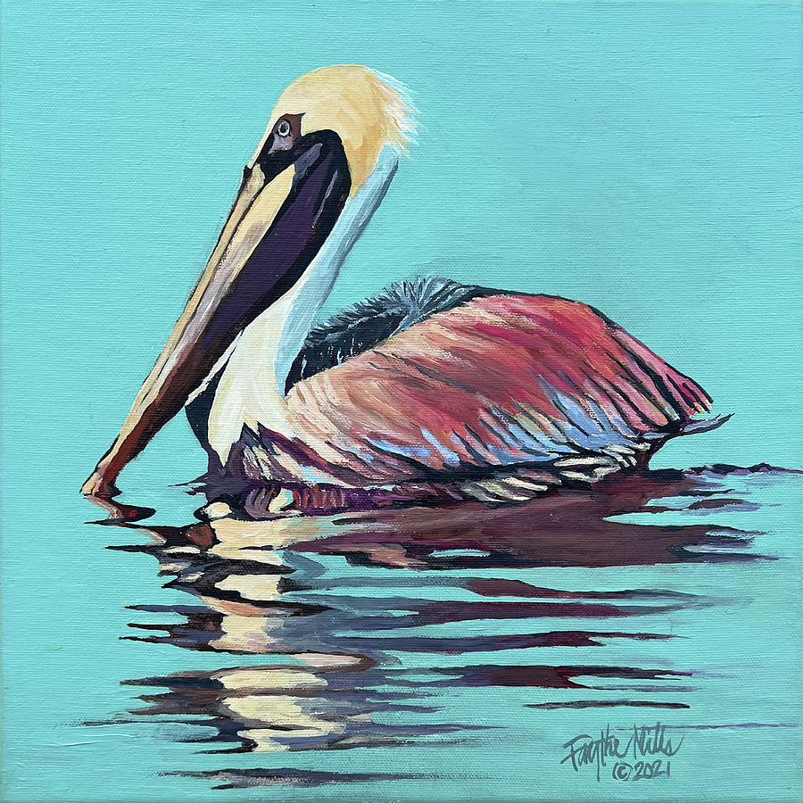Pelican Painting - Acrylic Pelican by Faythe Mills