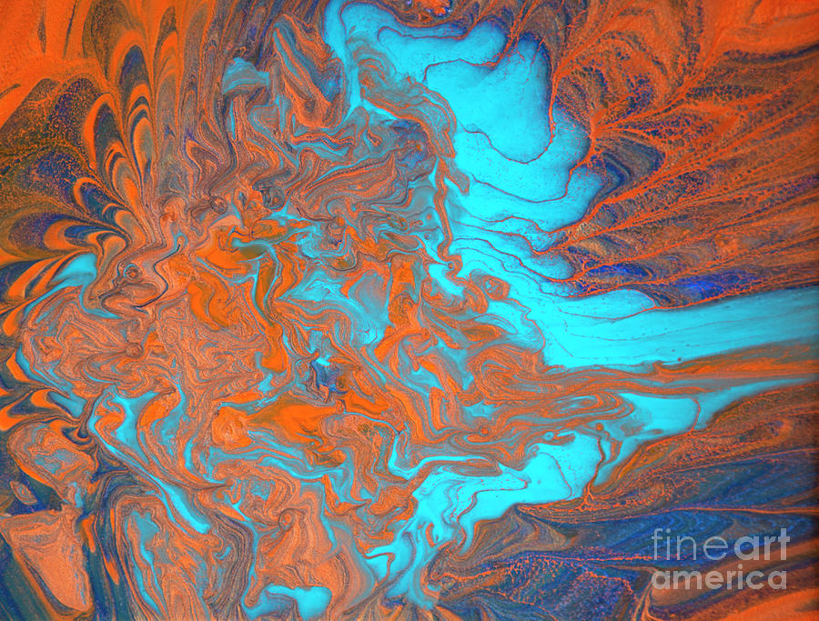 Abstract Painting - Acrylic Pour Copper Mirage by Elisabeth Lucas