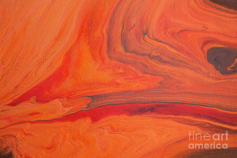 Abstract Painting - Acrylic Pour Copper Volcano by Elisabeth Lucas