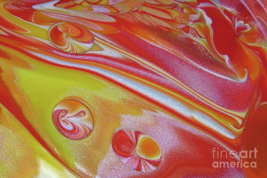 Abstract Painting - Acrylic Pour Fire Candy by Elisabeth Lucas