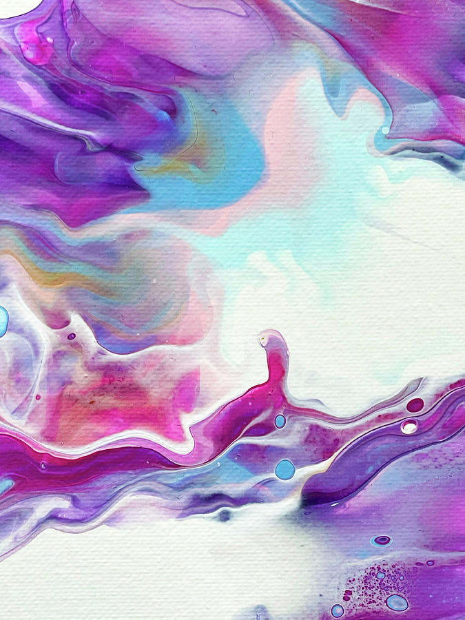 Acrylic Pouring Art Abstract Fluid Painting Purple White Pink Blue Painting by Matthias Hauser