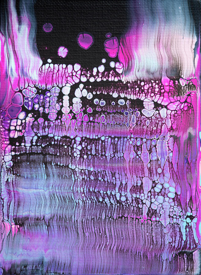 Acrylic Pouring Art Swipe Pour Pink Blue Black Painting by Matthias Hauser