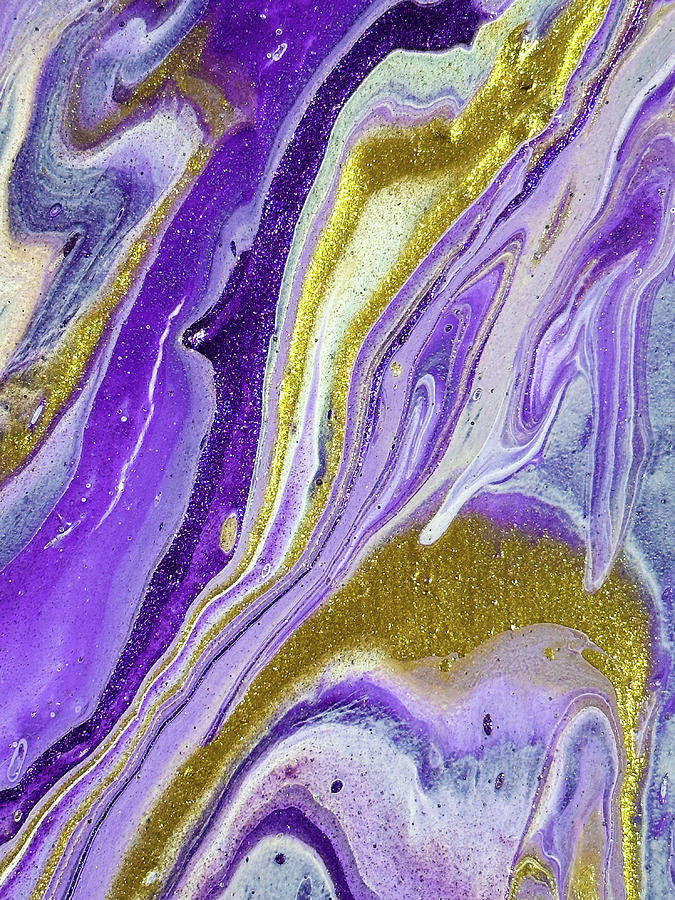 Acrylic Pouring Fluid Painting Purple and Gold 01 Painting by Matthias Hauser