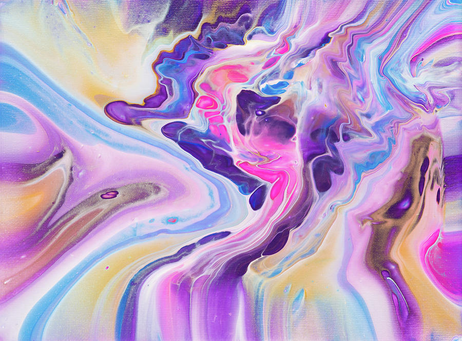 Acrylic Pouring Fluid Painting with Pastel Tones Painting by Matthias Hauser