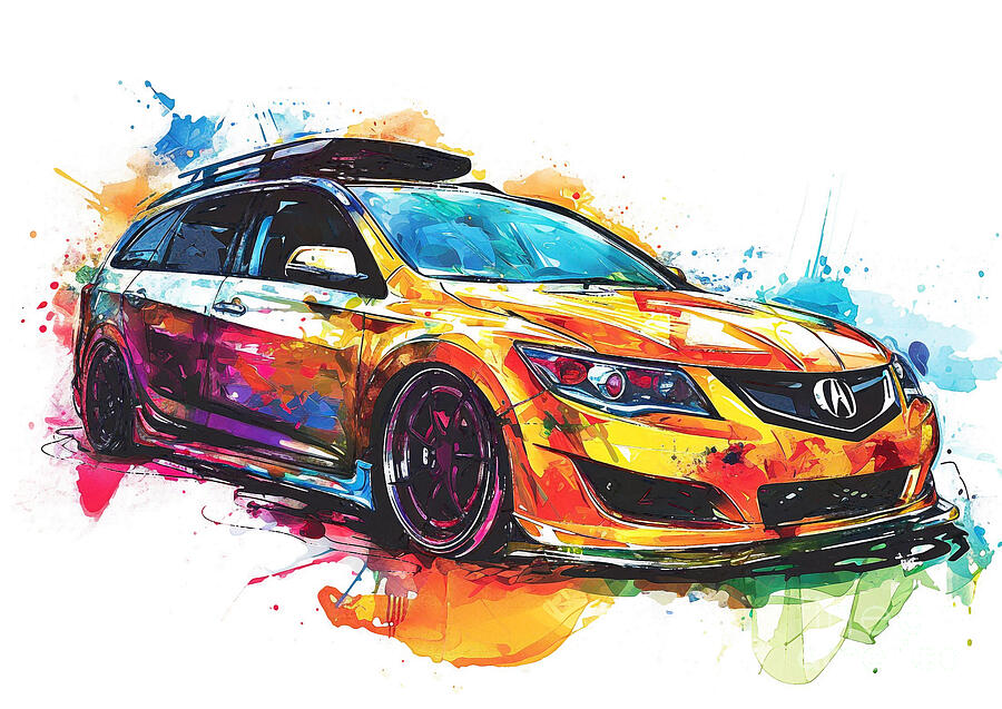 Acura TSX Sport Wagon auto vibrant colors Painting by Clark Leffler
