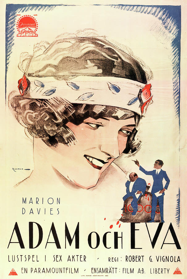 Adam and Eva, 1923 - art by Eric Rohman Mixed Media by Movie World Posters