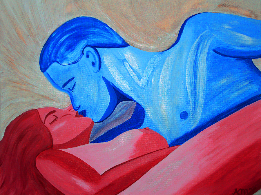 Adam and Eve Vivid Painting by Angelina Tamez