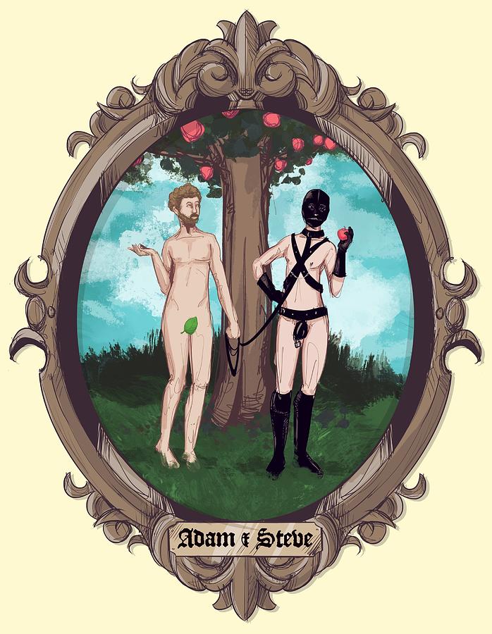 Gay Drawing - Adam and Steve by Ludwig Van Bacon