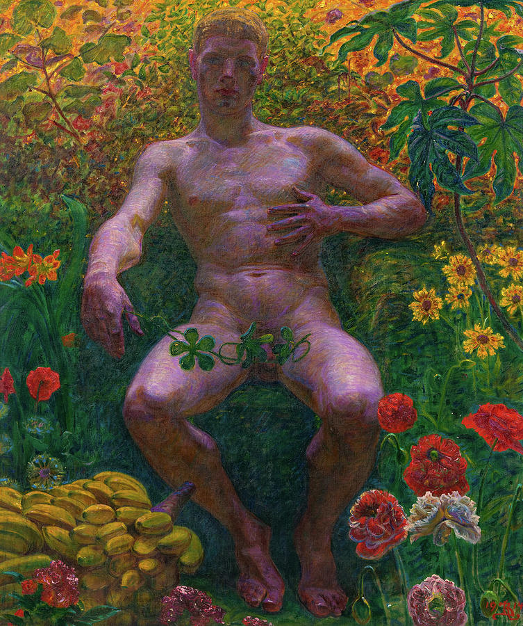 Paradise Painting - Adam in Paradise, 1914 by Kristian Zahrtmann