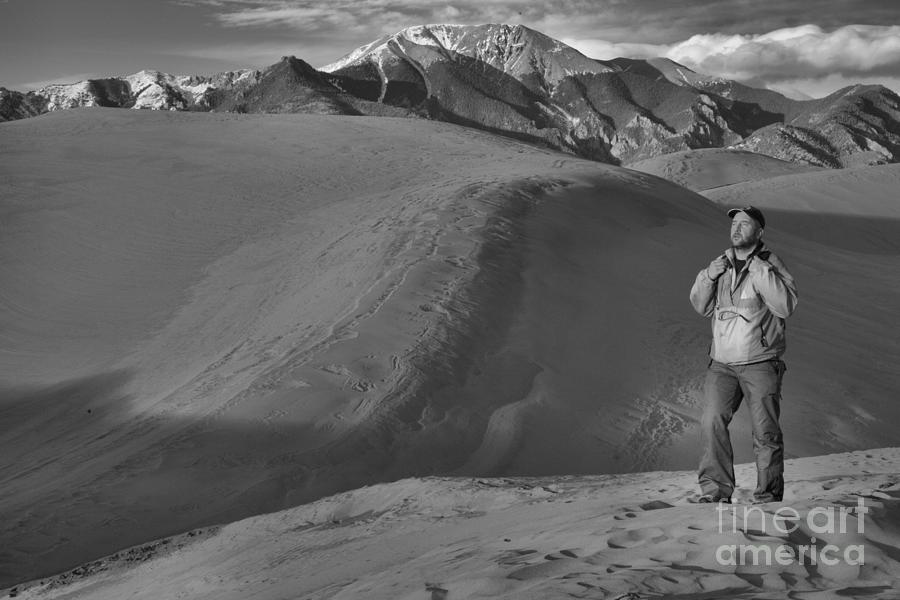 Adam Jewell At Great Sand Dunes National Park Black And White Photograph by Adam Jewell