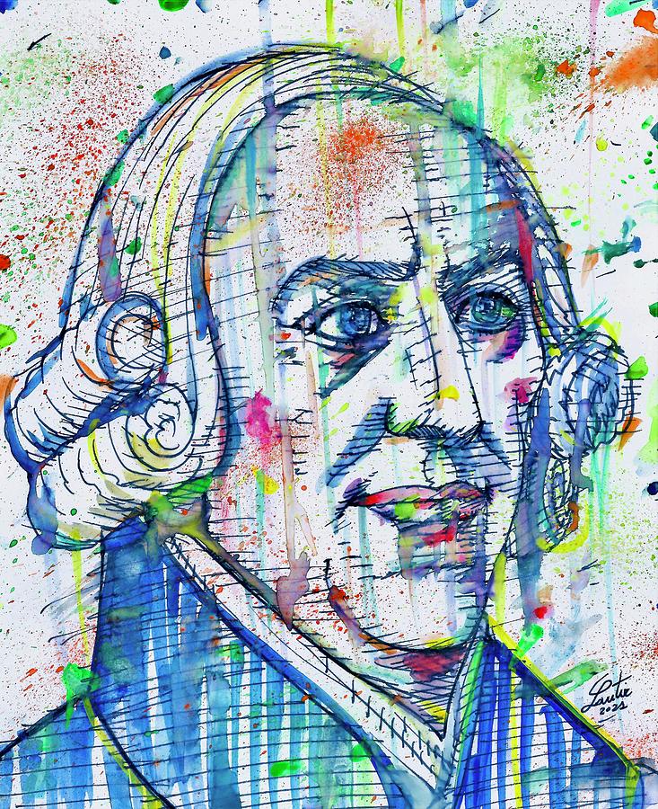 ADAM SMITH watercolor and ink portrait Painting by Fabrizio Cassetta ...