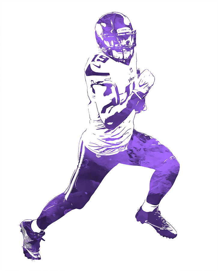 Adam Thielen MINNESOTA VIKINGS WATER COLOR PIXEL ART 4 Art Print by Joe  Hamilton - Fine Art America