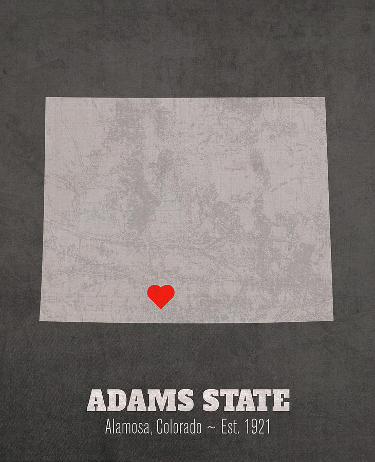 Adams State University Alamosa Colorado Founded Date Heart Map Mixed ...