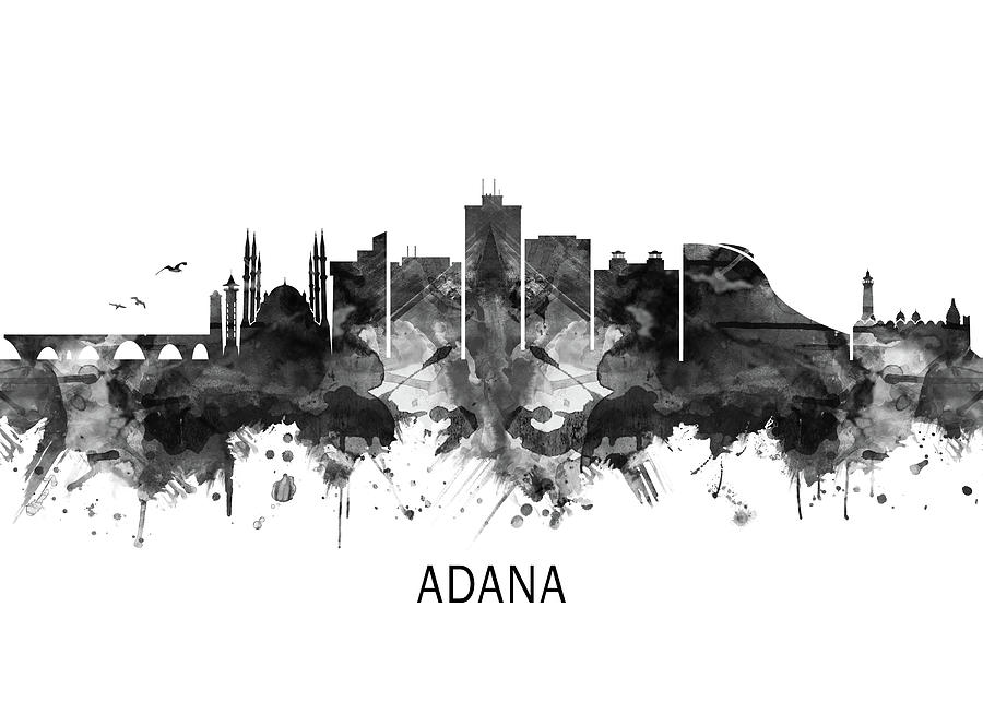 Adana Turkey Skyline Bw Mixed Media