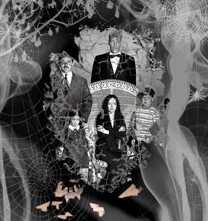 Addams Family Portrait Mixed Media by Teresa Trotter
