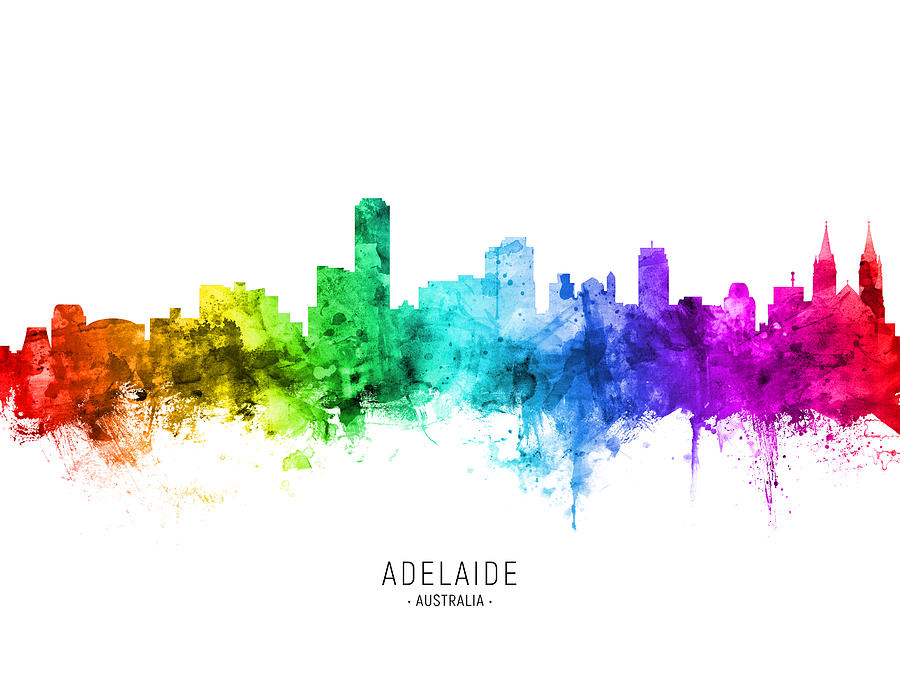Skyline Digital Art - Adelaide Australia Skyline #03 by Michael Tompsett