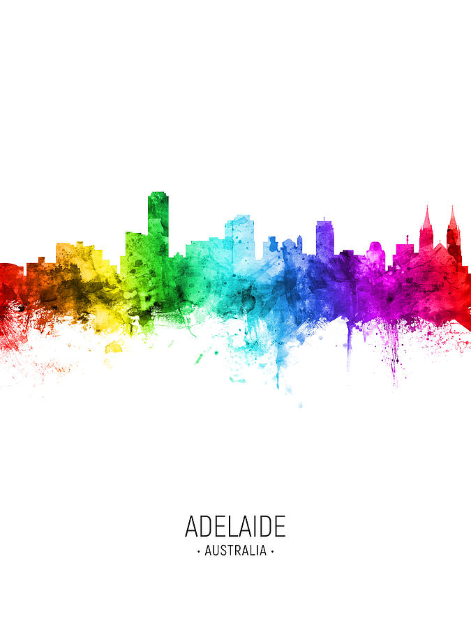 Skyline Digital Art - Adelaide Australia Skyline #20 by Michael Tompsett