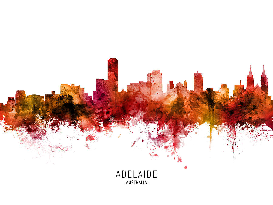 Skyline Digital Art - Adelaide Australia Skyline #79 by Michael Tompsett