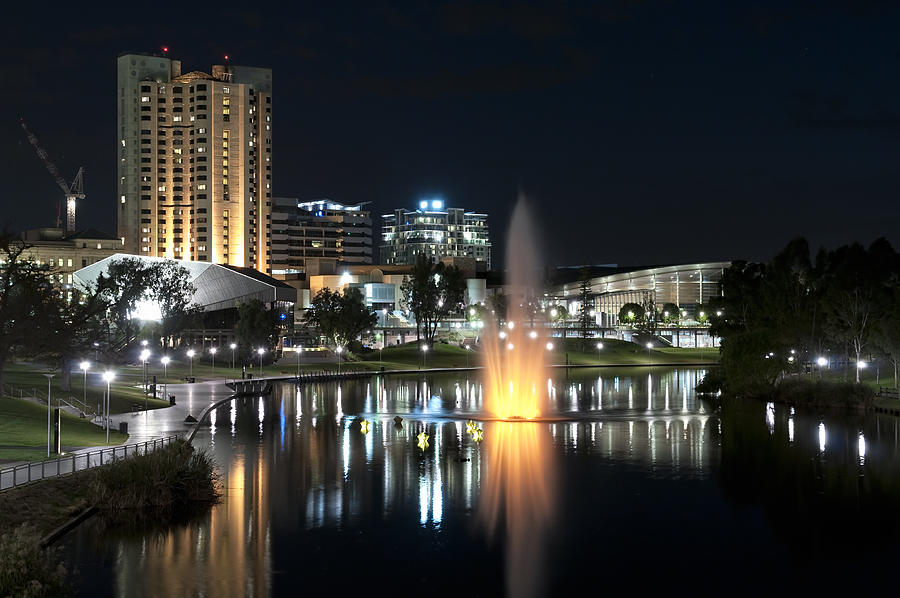 Adelaide Waterfront at Night Photograph by Georgeclerk