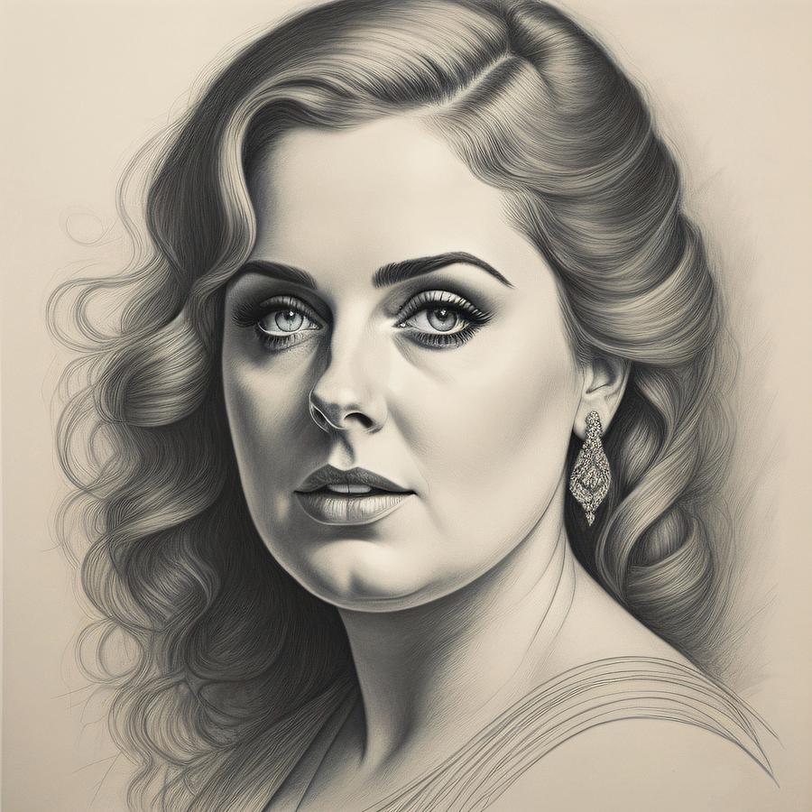 Adele Sketch Digital Art by Bob Smerecki - Fine Art America