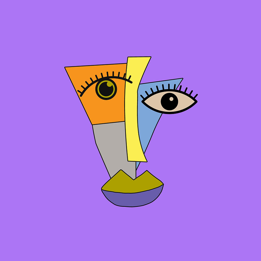 Adeline Cubist N023 Great Colorful Face Portrait Happy People Digital ...