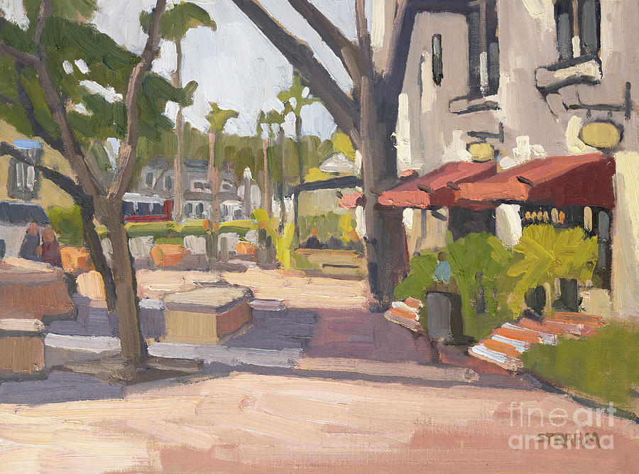 Adella Plaza - Coronado, San Diego, California Painting by Paul Strahm