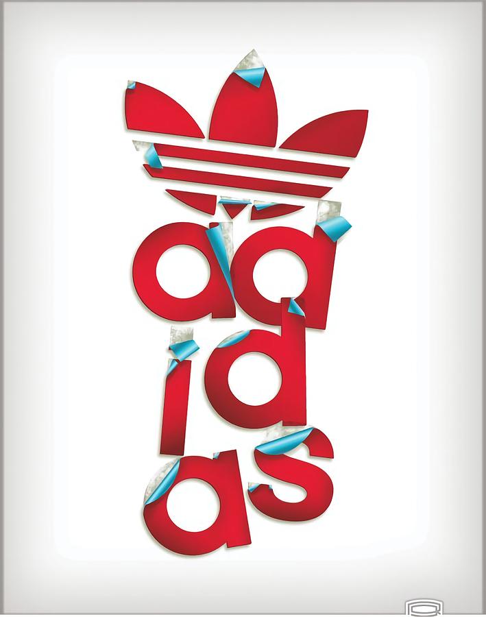 Adidas Logo Red Digital Art by Xian Jing