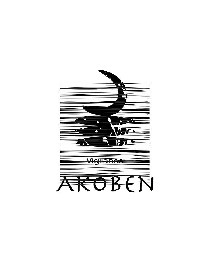 Adinkra Symbol Akoben BW with Pattern Digital Art by Kandy Hurley