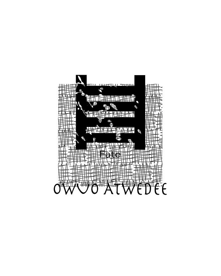 Adinkra Symbol Owuo Atwedee BW with Pattern  Digital Art by Kandy Hurley