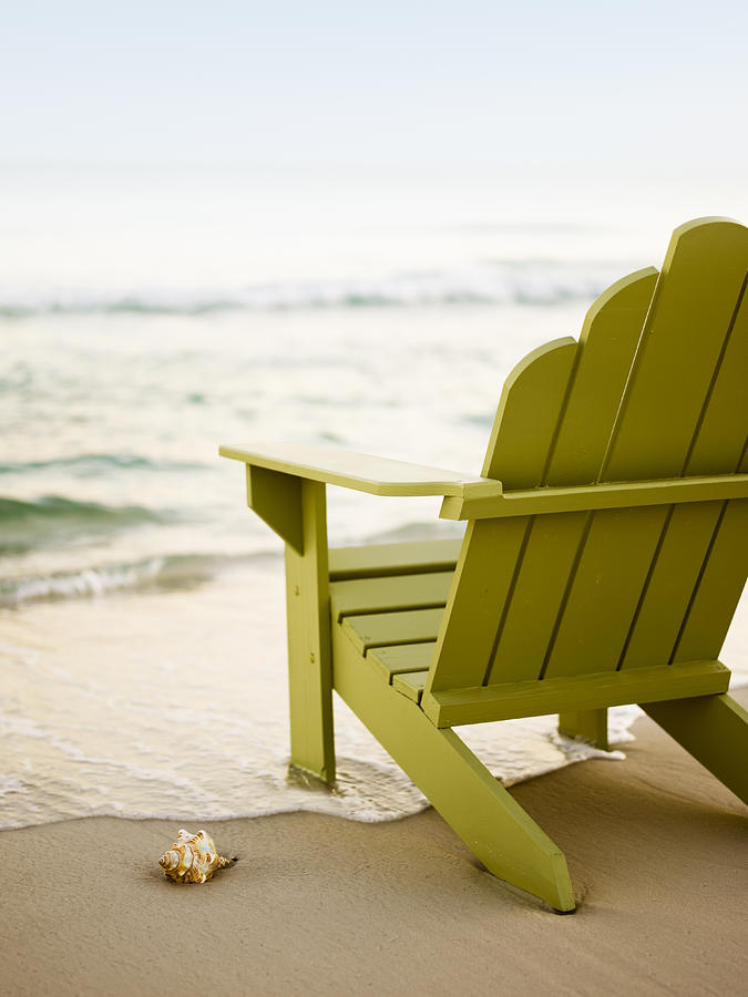 Adirondack Chair on Beach Photograph by Stevecoleimages