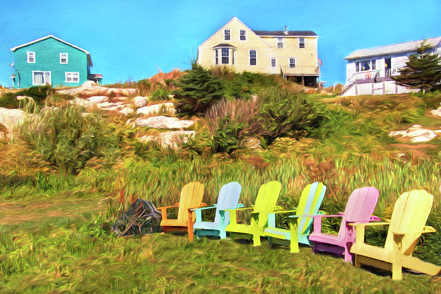 Adirondack Chairs - Peggys Cove, Nova Scotia Photograph by Peggy Collins