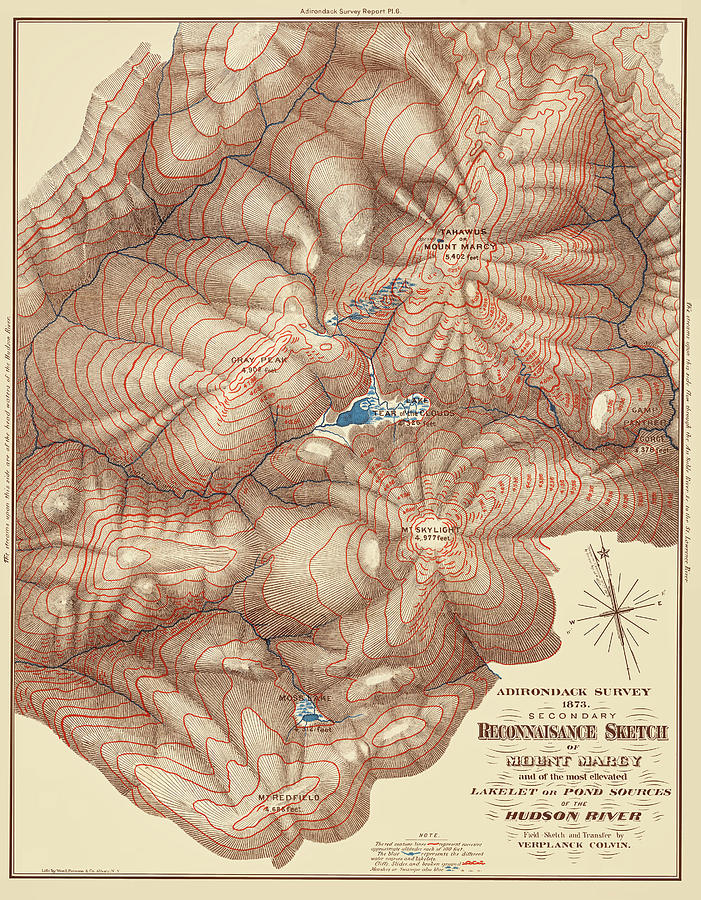 Adirondack Topographical Map 1873 Photograph By Phil Cardamone Pixels   Adirondack Topographical Map 1873 Phil Cardamone 