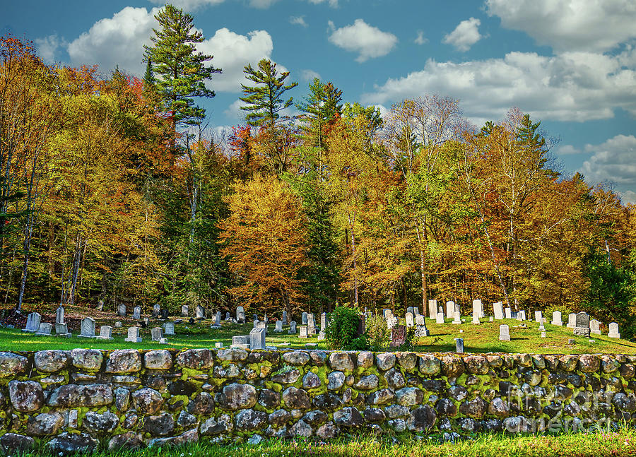 Adirondacks Autumn Cemetery Photograph by Ron Long Ltd Photography