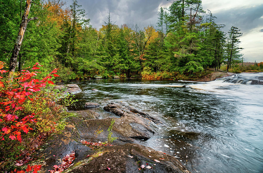 Adirondacks Autumn at Bog River Falls 2 Photograph by Ron Long Ltd Photography