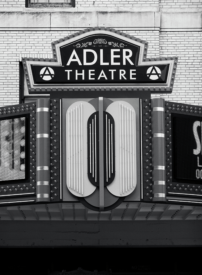 Adler Theatre Davenport BW Photograph by Christi Kraft