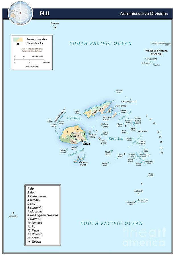 Administrative Map Of Fiji 2018 Granger 