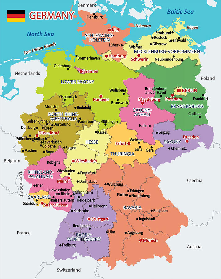 Administrative map of Germany boy Painting by Walker Lisa | Fine Art ...