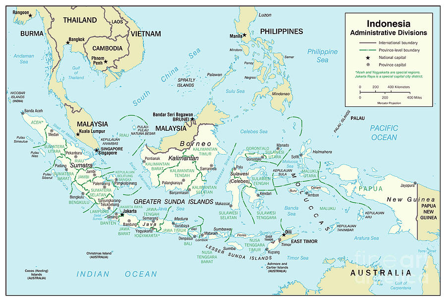 Administrative Map Of Indonesia, 2002 Drawing by Granger - Pixels