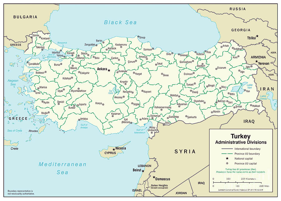 Administrative Map Of Turkey, 2006 Drawing by Granger - Fine Art America