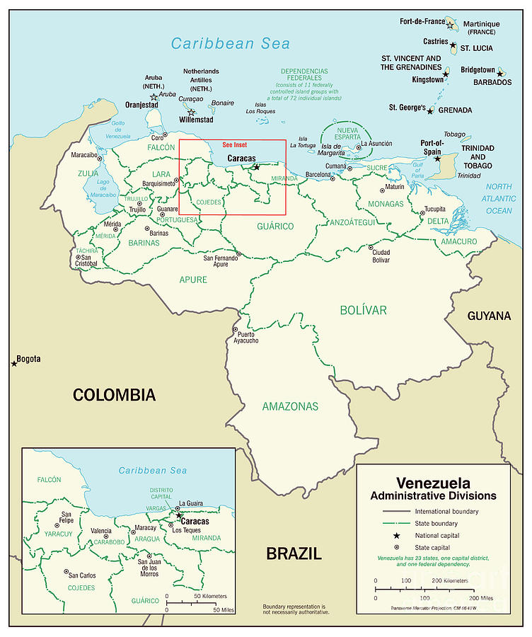 Administrative Map Of Venezuela, 2007 Drawing by Granger - Fine Art America