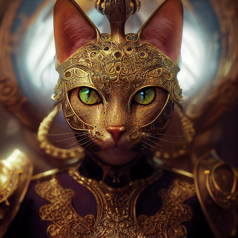 Admiral Athena the Cat Warrior Digital Art by Peggy Collins