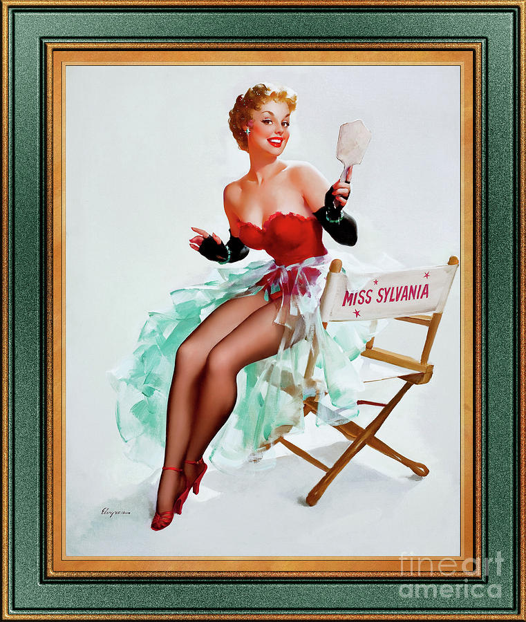 Admiring Miss Sylvania by Gil Elvgren Vintage Xzendor7 Old Masters Reproductions Painting by Rolando Burbon
