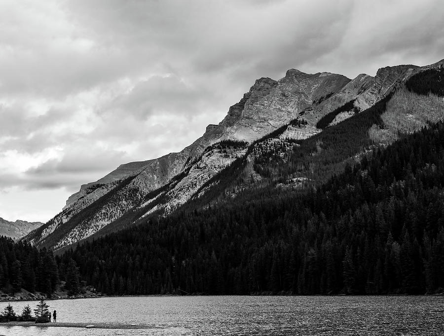 Admiring Two Jack Lake Black And White Photograph by Dan Sproul