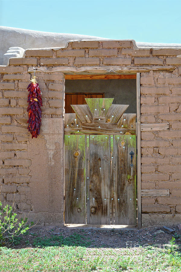 Adobe Brick Wall and Rustic Gate Photograph by Catherine Sherman
