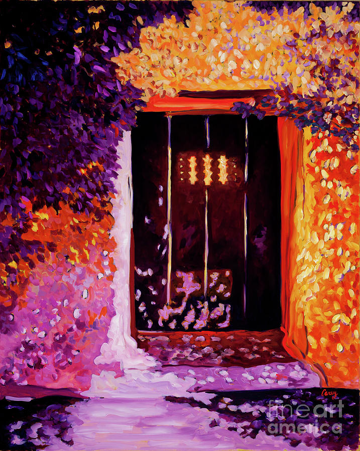 Adobe Door at Golden Hour Painting by Cathy Carey