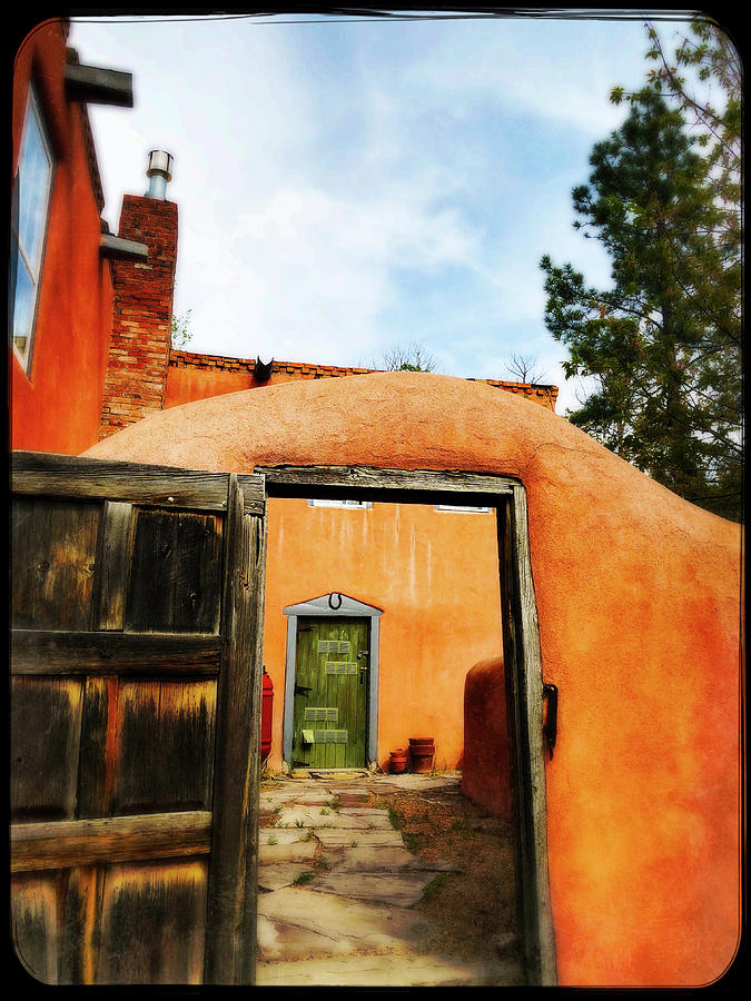 Abstract Photograph - Adobe Door Santa Fe by Santa Fe